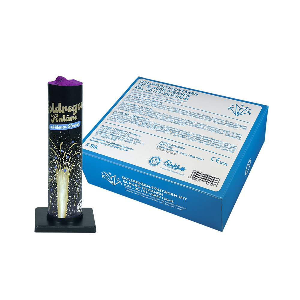 Goldregen Fontäne mit blauen Sternen